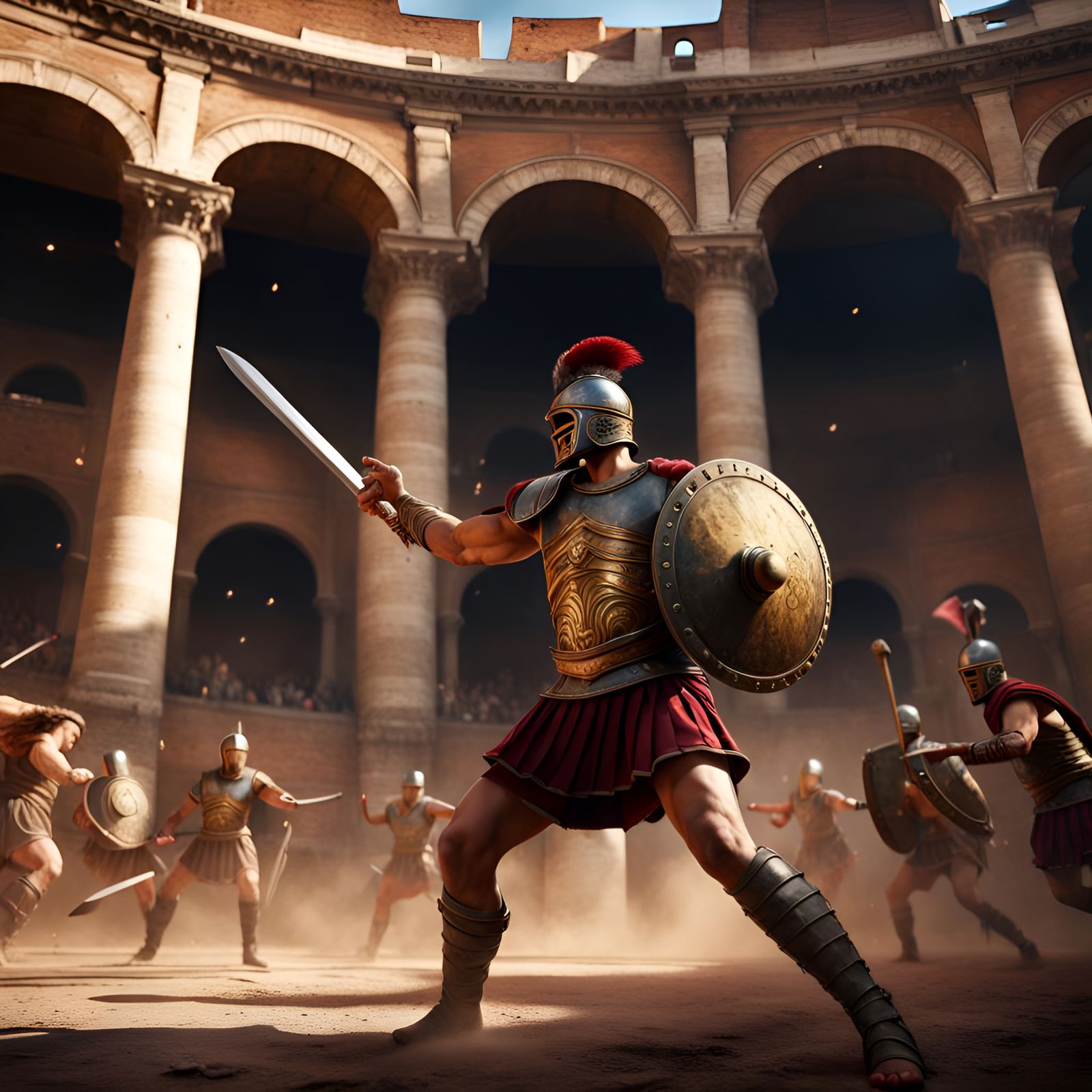 Renaissance Painting of a Gladiator Fight