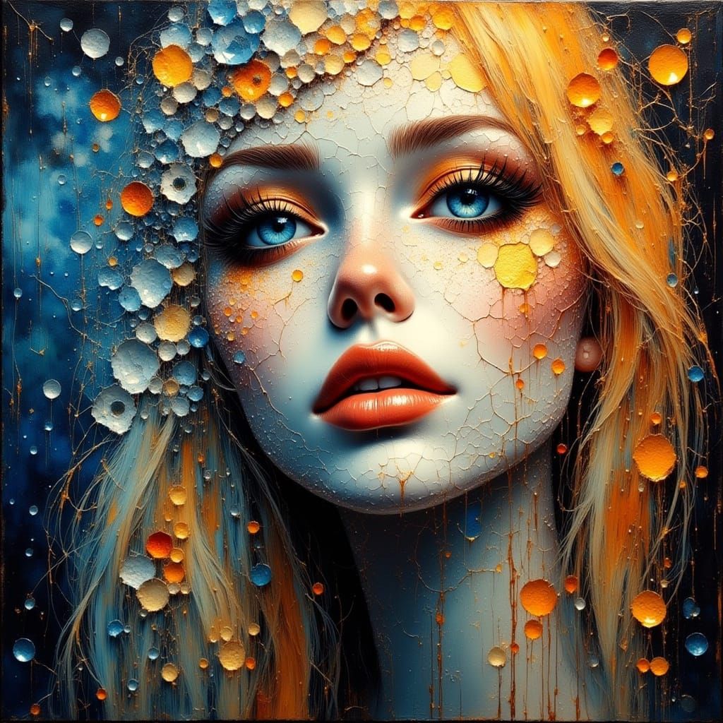 Surreal Cracked Crystal Face With Ethereal Glow