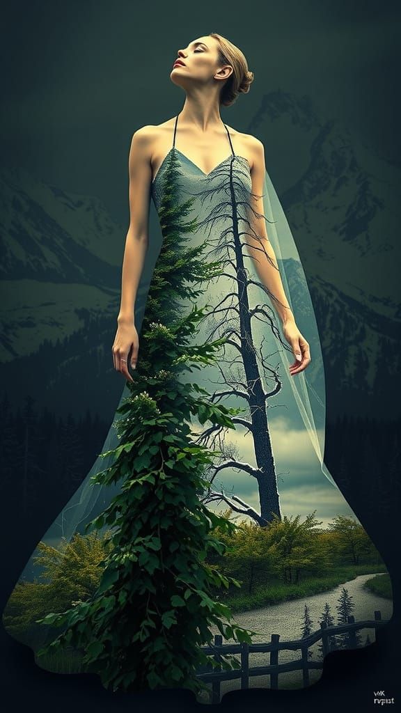 Elegant Nordic Winter Scene in High-Contrast Black and White