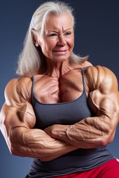 Extremely Muscular Grandmother Shows Her Strength