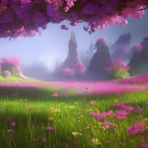 Detailed Flower Meadow Concept Art