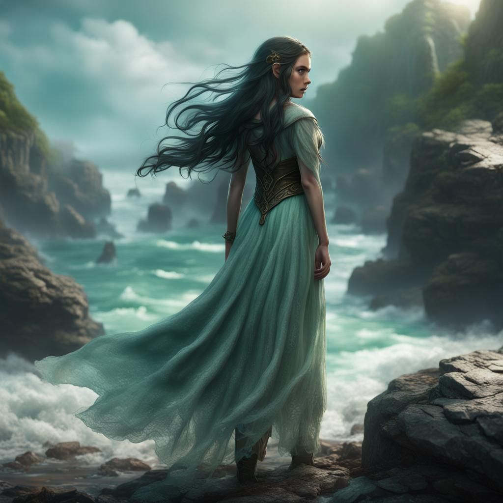 Elfling Girl with Seafoam Eyes, Detailed Fantasy Art