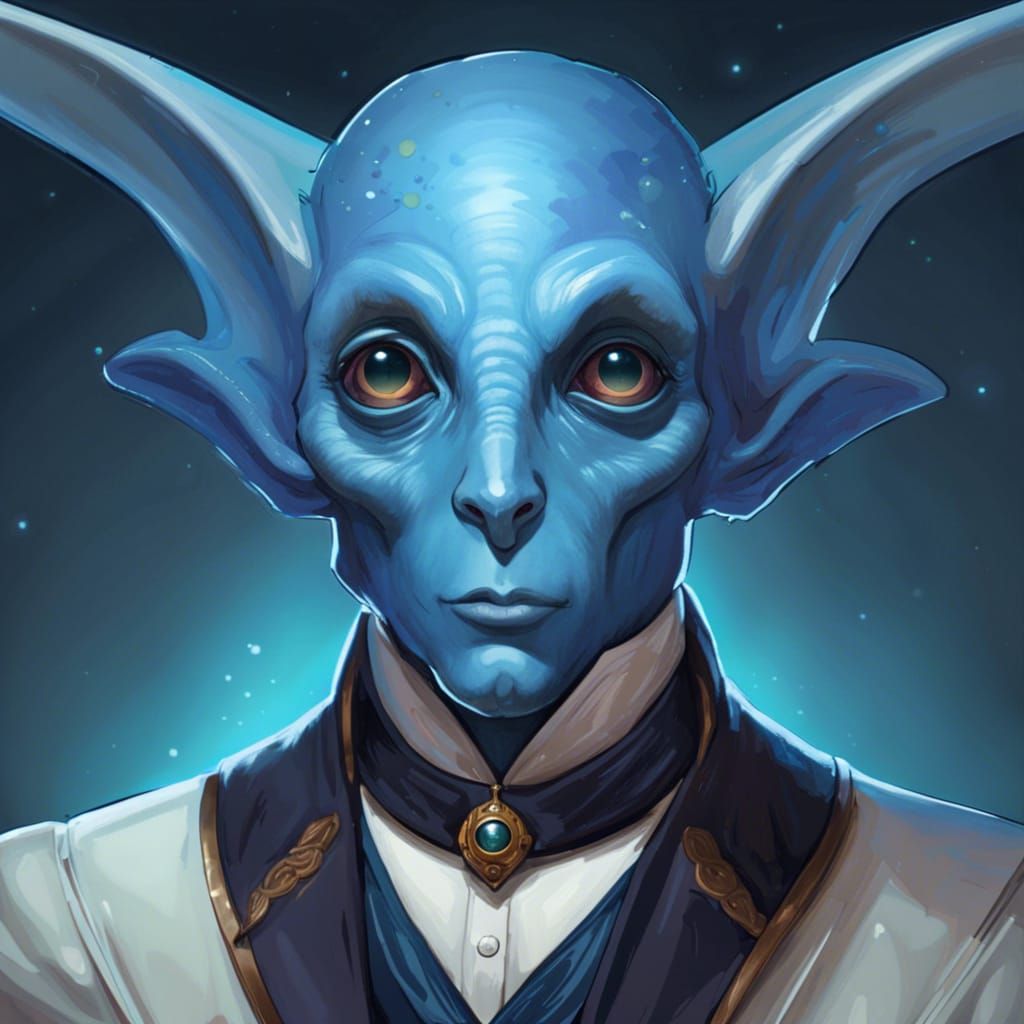 Victorian Space Alien Portrait in Digital Art Style