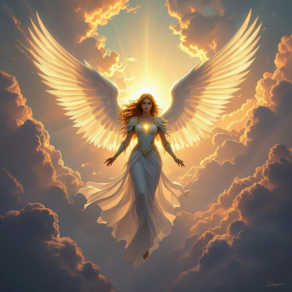 Majestic Guardian Angel Radiating Divine Light