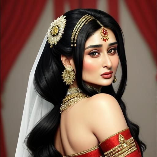 Elegant Bridal Updo with Long Black Hair