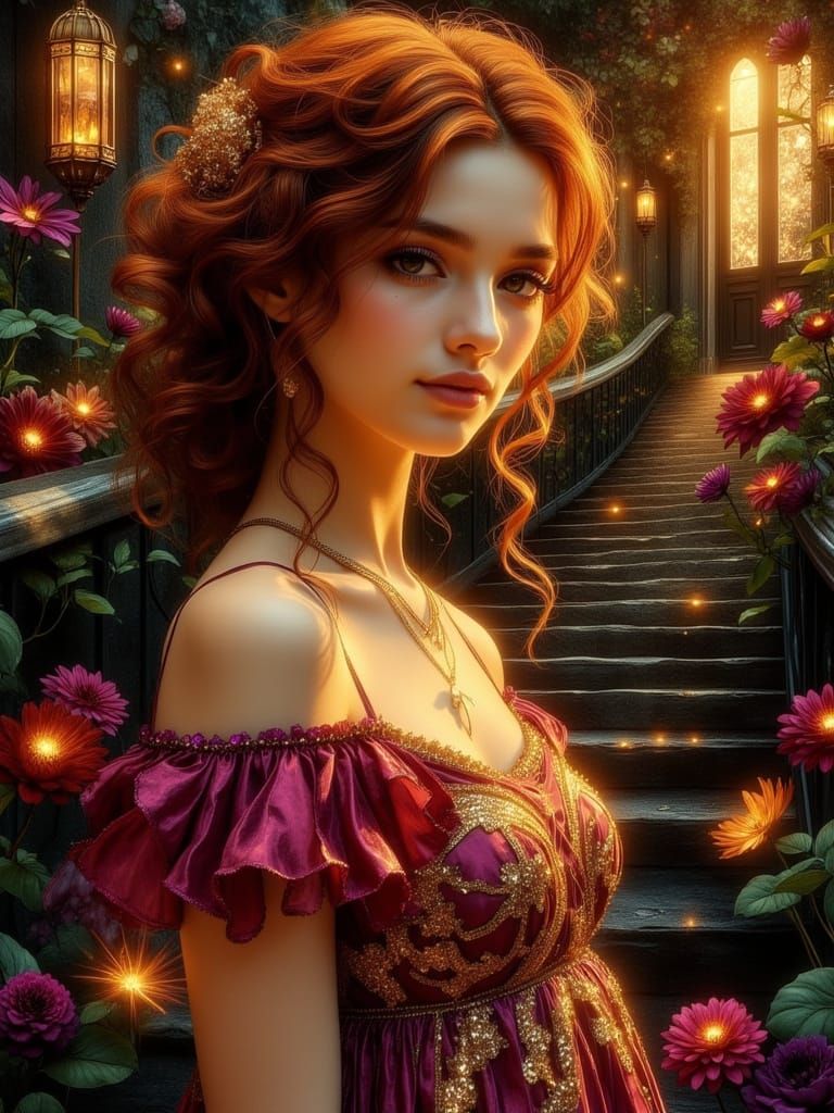Enchanting Goddess in Gown, Fine Art Portrait