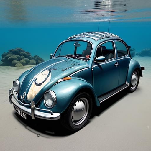 Volkswagen Beetle Overflowing with Swimming Fish