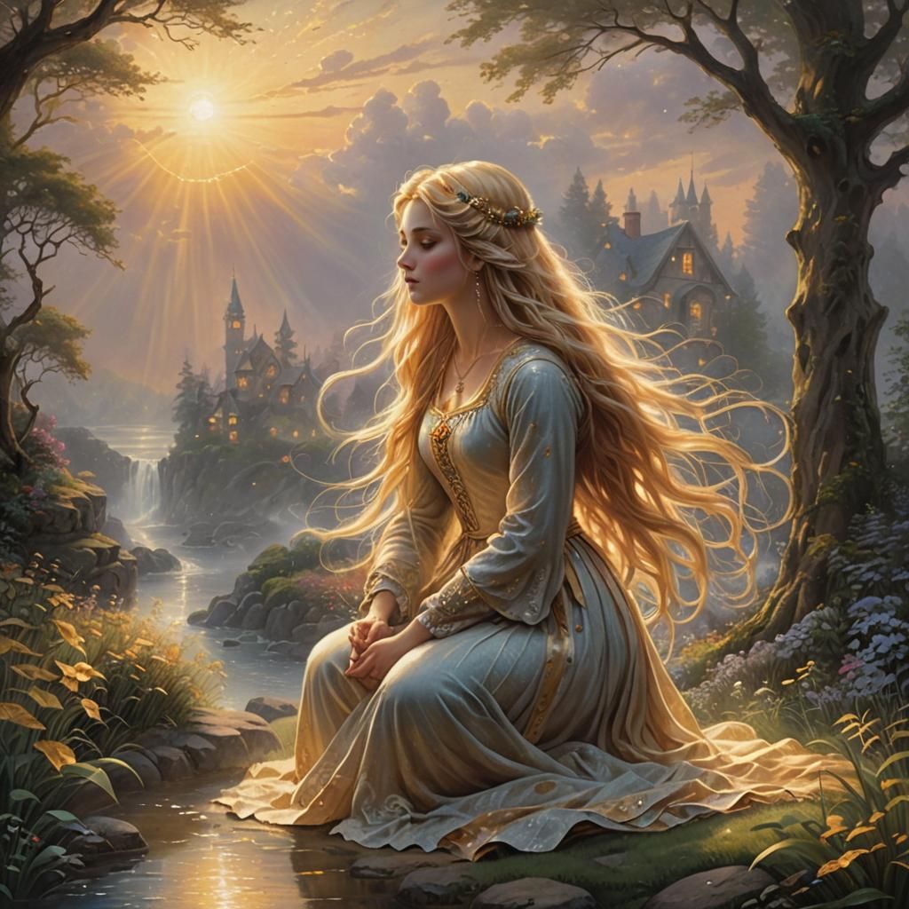 Girl Holds the Sun: Ethereal Fantasy Art