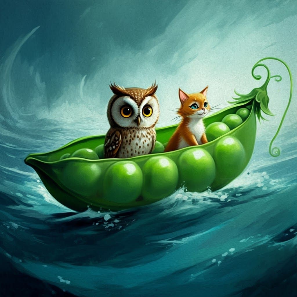 Owl and Pussycat's Gouache Adventure in Pea-Green Pod