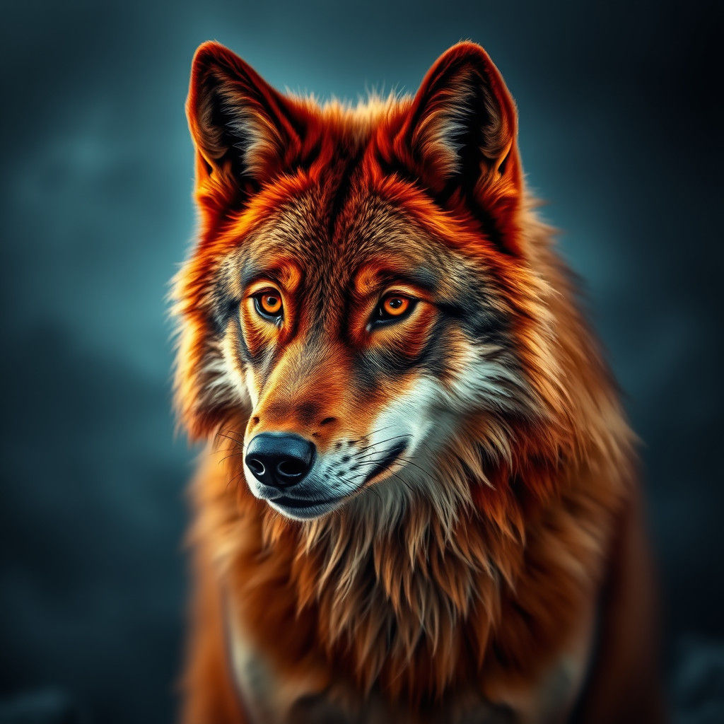 Fiery Wolf in Hyperrealistic Cinematic Style