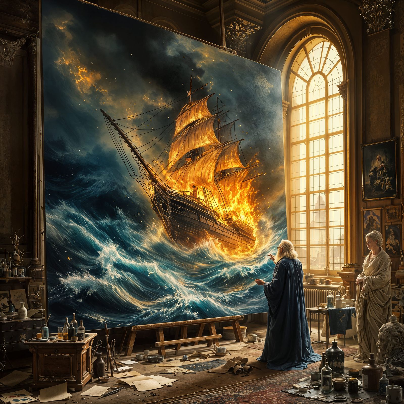 Ancient Master Brings Epic Sailing Ship to Life in Turbulent...