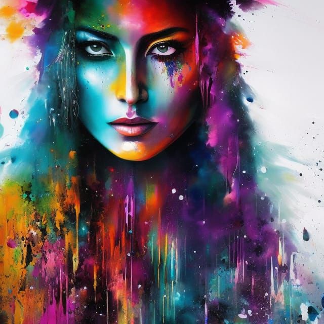 Hooded Warrior Woman: Vibrant, Detailed Splash Art