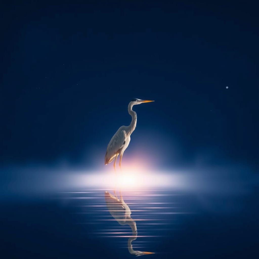 Glowing Great Blue Heron