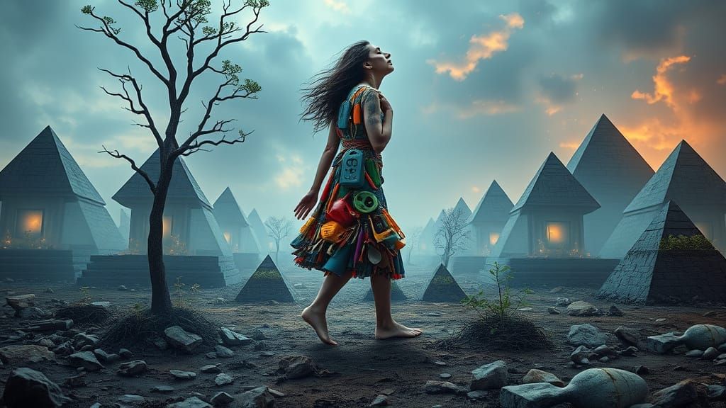 Surreal Woman Emerges from Vibrant Kitchen Tools in Dreamlik...