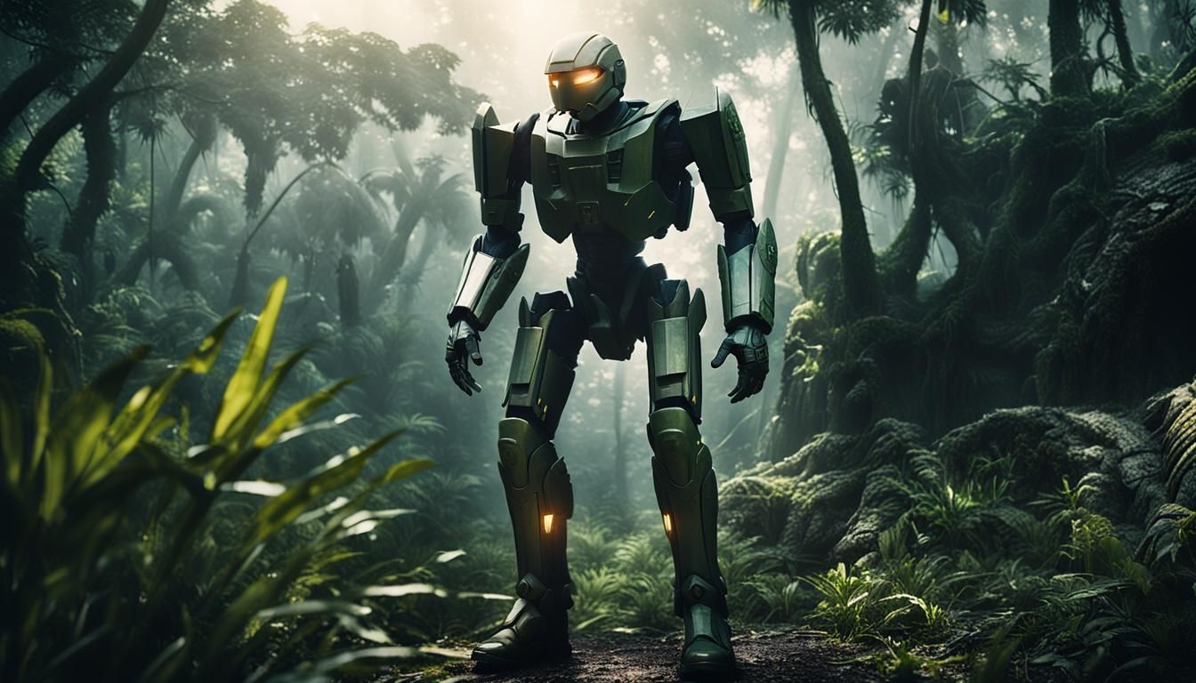 Combat Android EVE-3 in Jungle World: Cinematic Still