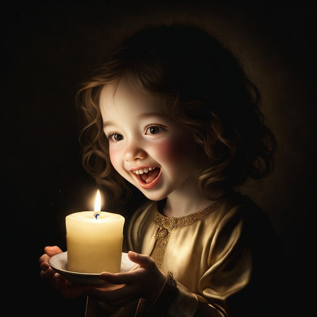 Girl in Dark with Candle: Chiaroscuro Lighting