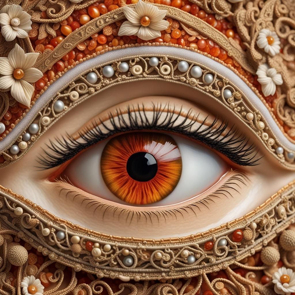 Detailed Miniature Eyes in Relief Style
