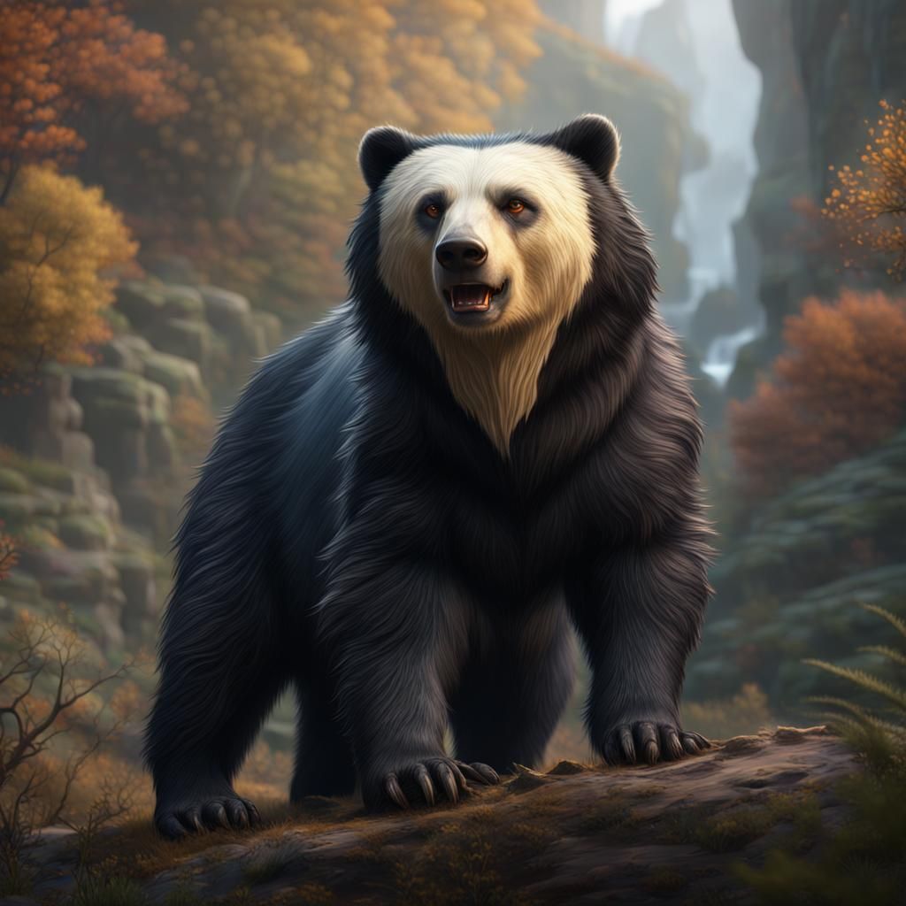 Spectacled Spirit Bear Hybrid in Detailed Matte Painting