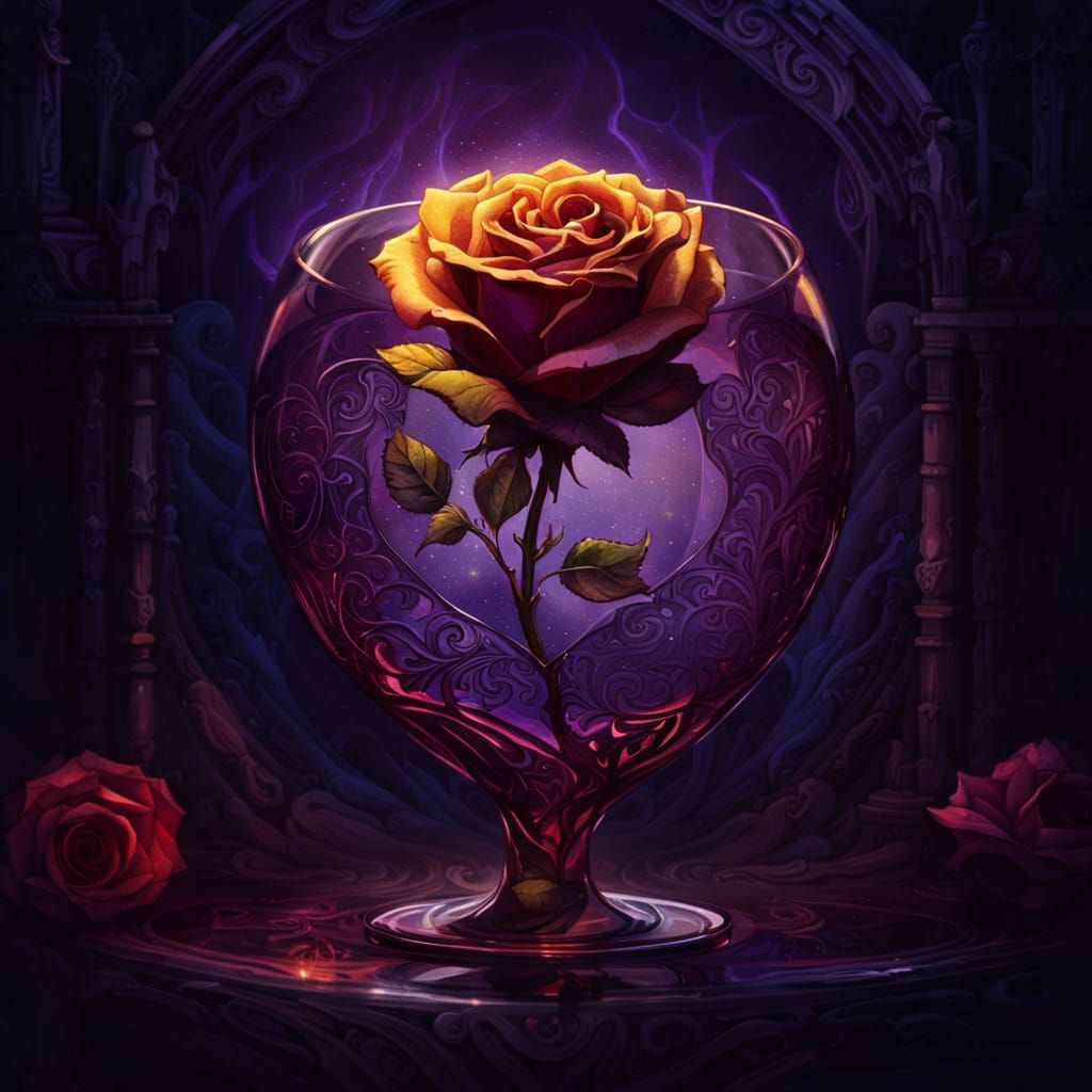 Rose in Glass Heart: Dark Fantasy Concept Art