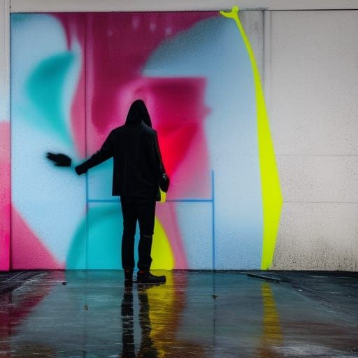 Man in Trench Coat in Rainy Industrial Park