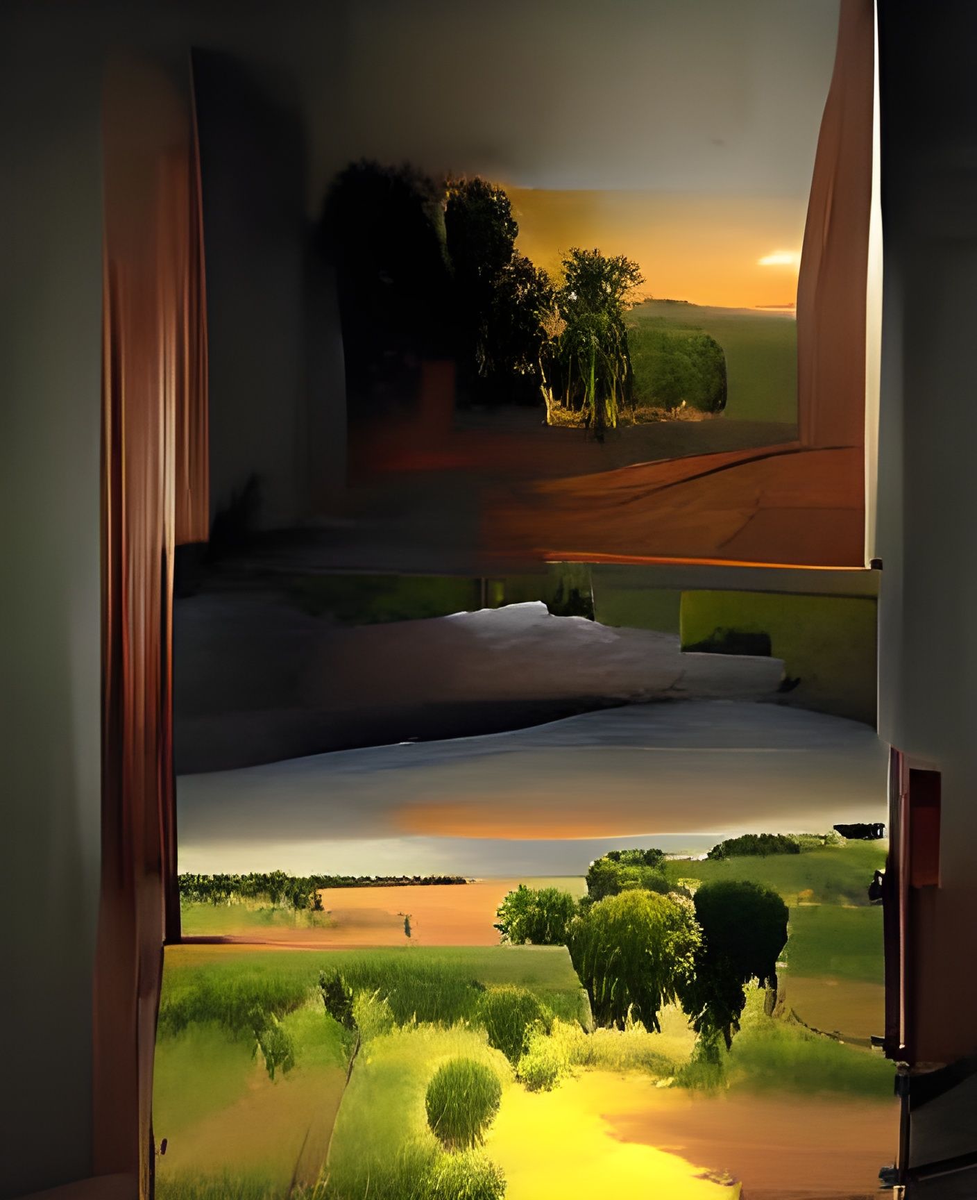 Surreal POV of Wild Horses Kicking Through Doorway