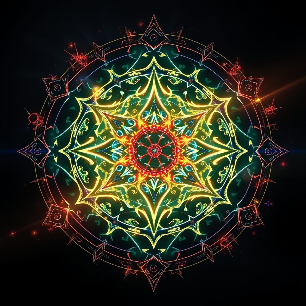 Vibrant Magic Sigil in Hyperdetailed Style