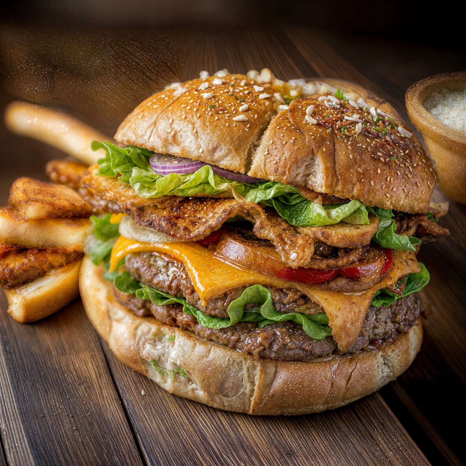 Gourmet Burger Close-Up: Luxury Food Ad in 4K