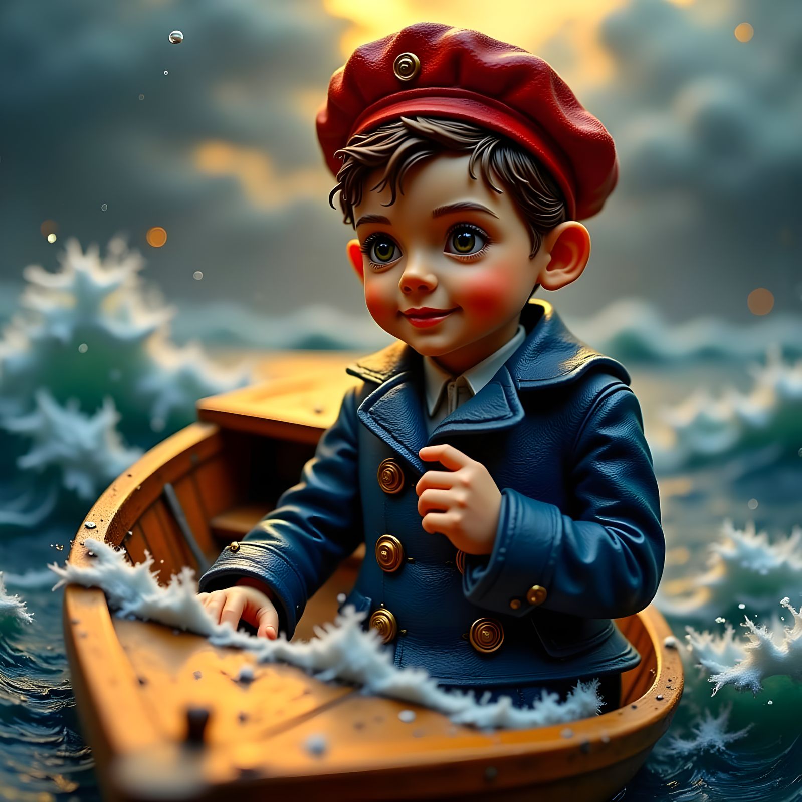 Sailor Weathering the Stormy Sea in Photorealistic Hyper-Rea...