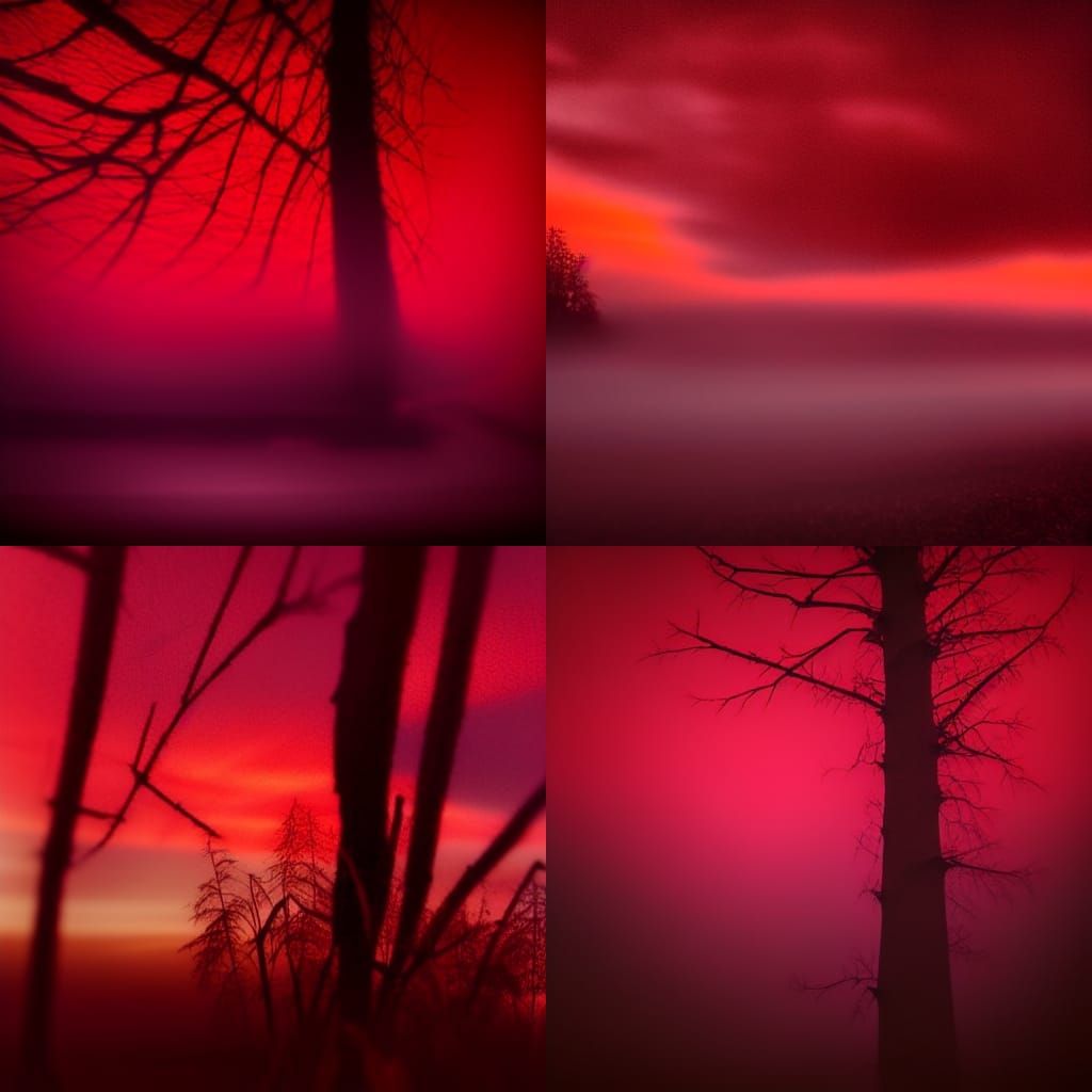 Sinister Red Sky in Hyperrealistic Photograph