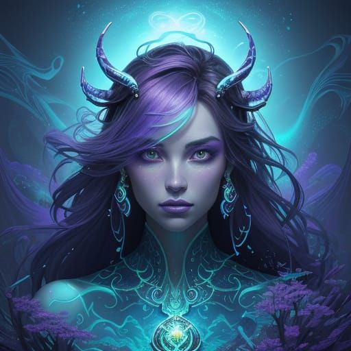 Ethereal Pisces Zodiac Figure in Vibrant, Shimmering Colors