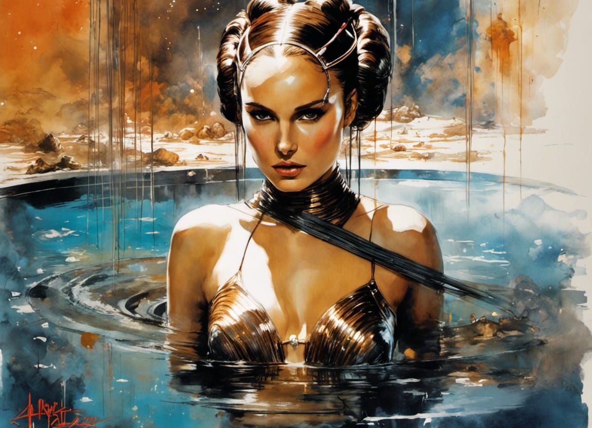 Padmé Amidala in Mystical Alien Pool: Digital Art