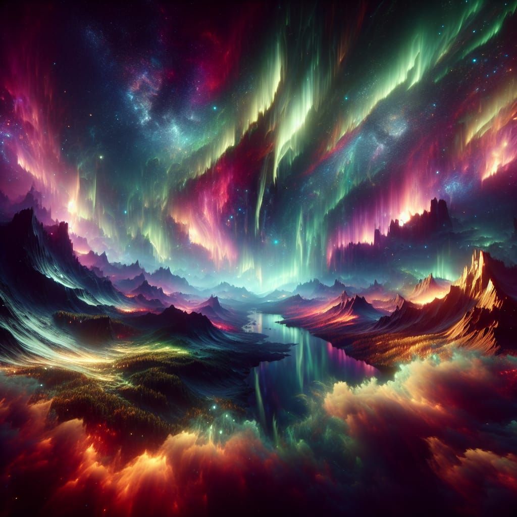 Hyperrealistic Double Exposure Aurora with Deep Colors