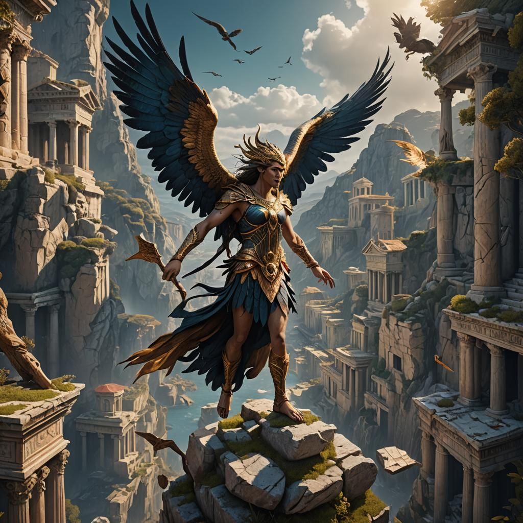 Harpy from Greek Mythology: Detailed Matte Painting