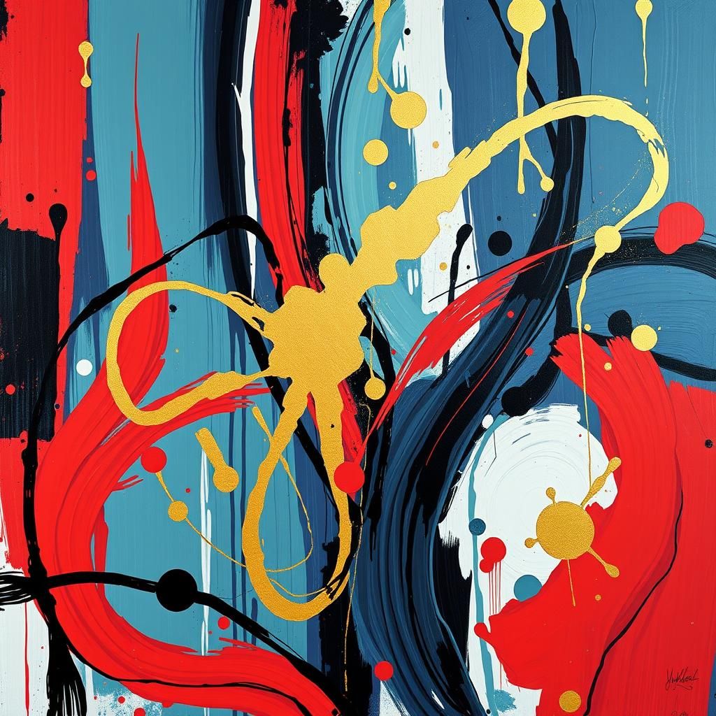 Mesmerizing Abstract Composition in Action Painting Style