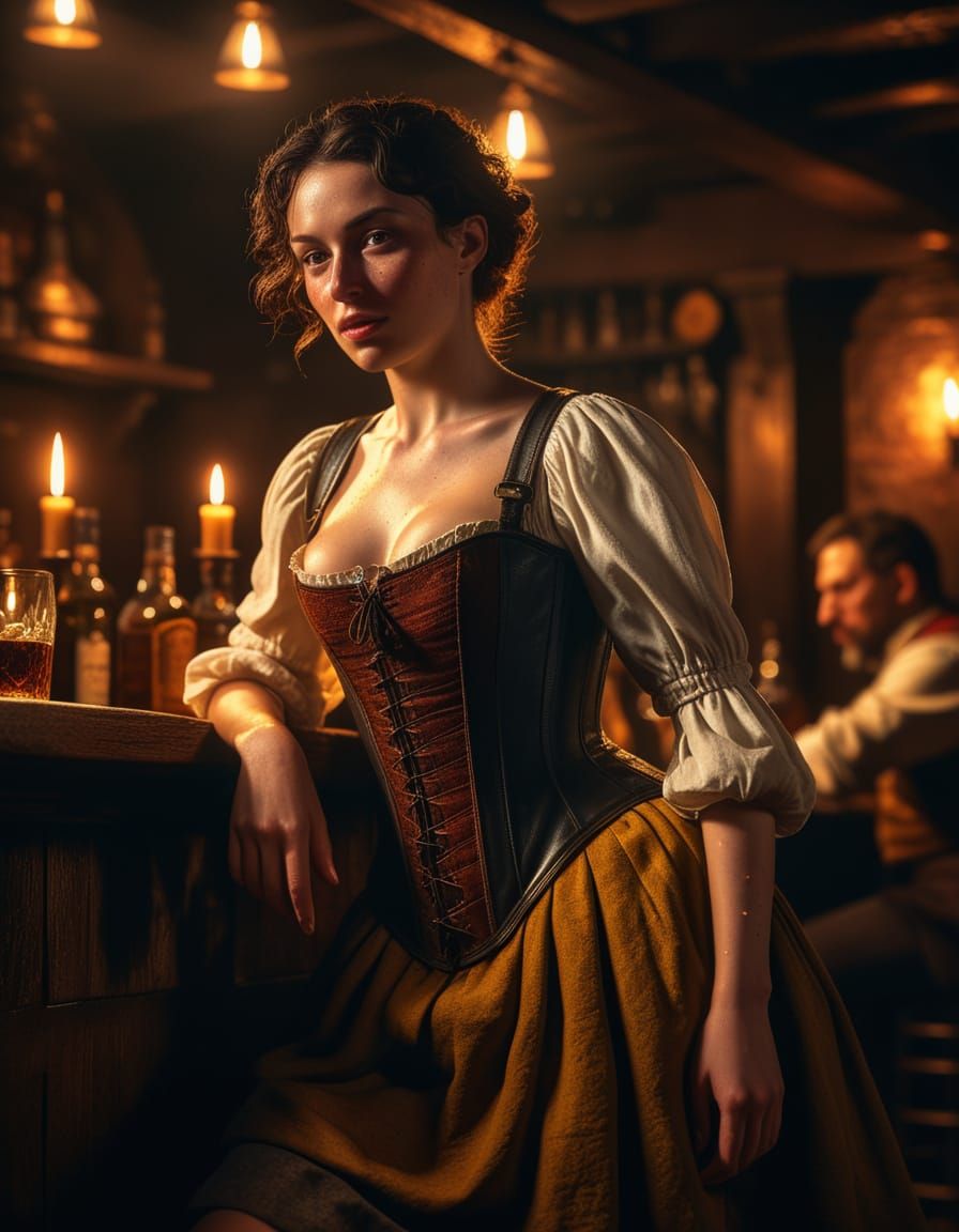 Baroque Beauty in Tavern Setting