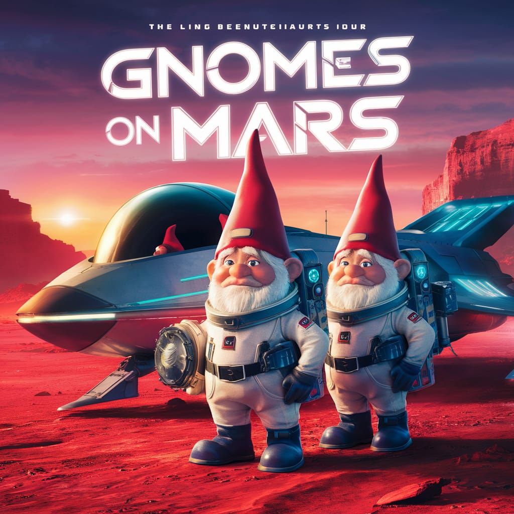 Gnomes on Mars: A Sci-Fi Movie Poster