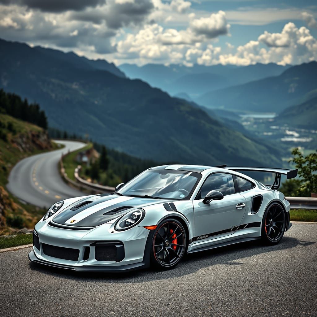 Porsche 911 GT3 RS on Mountain Road in HDR