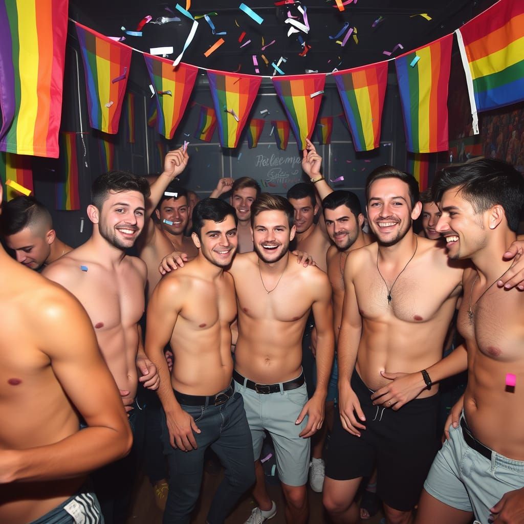 Pride Month Celebration: Men Dancing in Gay Club