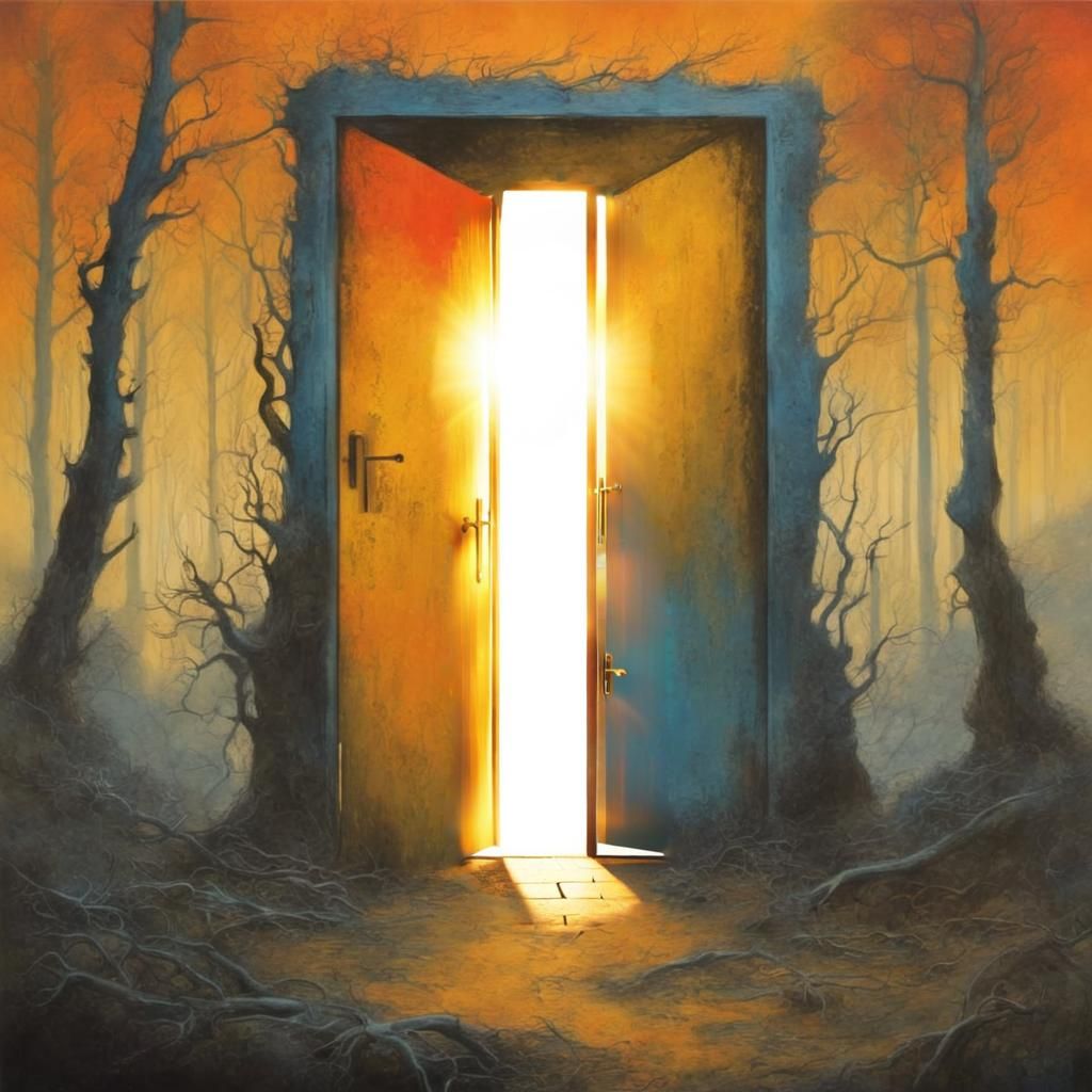 Mysterious Doorway Radiating Blinding Light