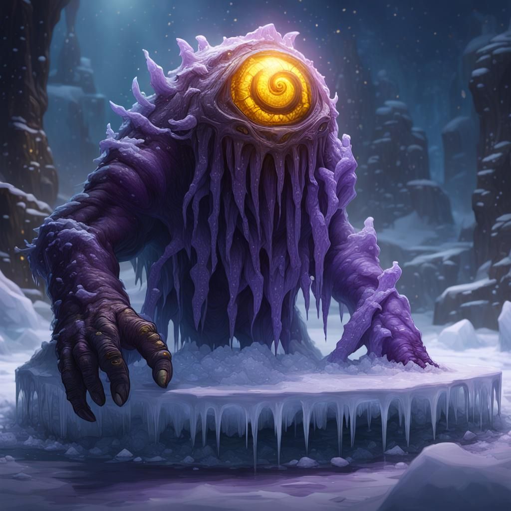 Dried Cyclops on Ice: Dark Fantasy Concept Art