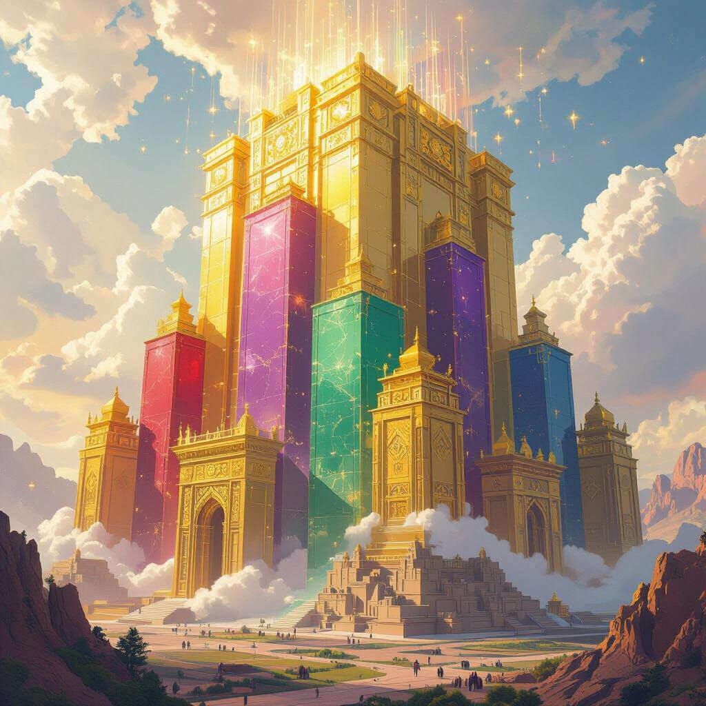 Golden Cuboid City Descending from Heavens