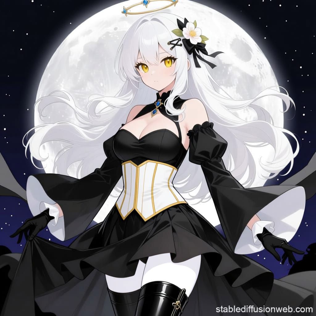 Angel Gabriel with Moon and Gothic Dress