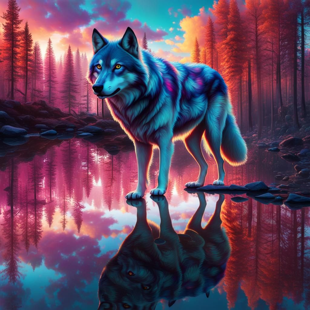 Ellowyne Wilde and Wolf in Surreal Glitch Art