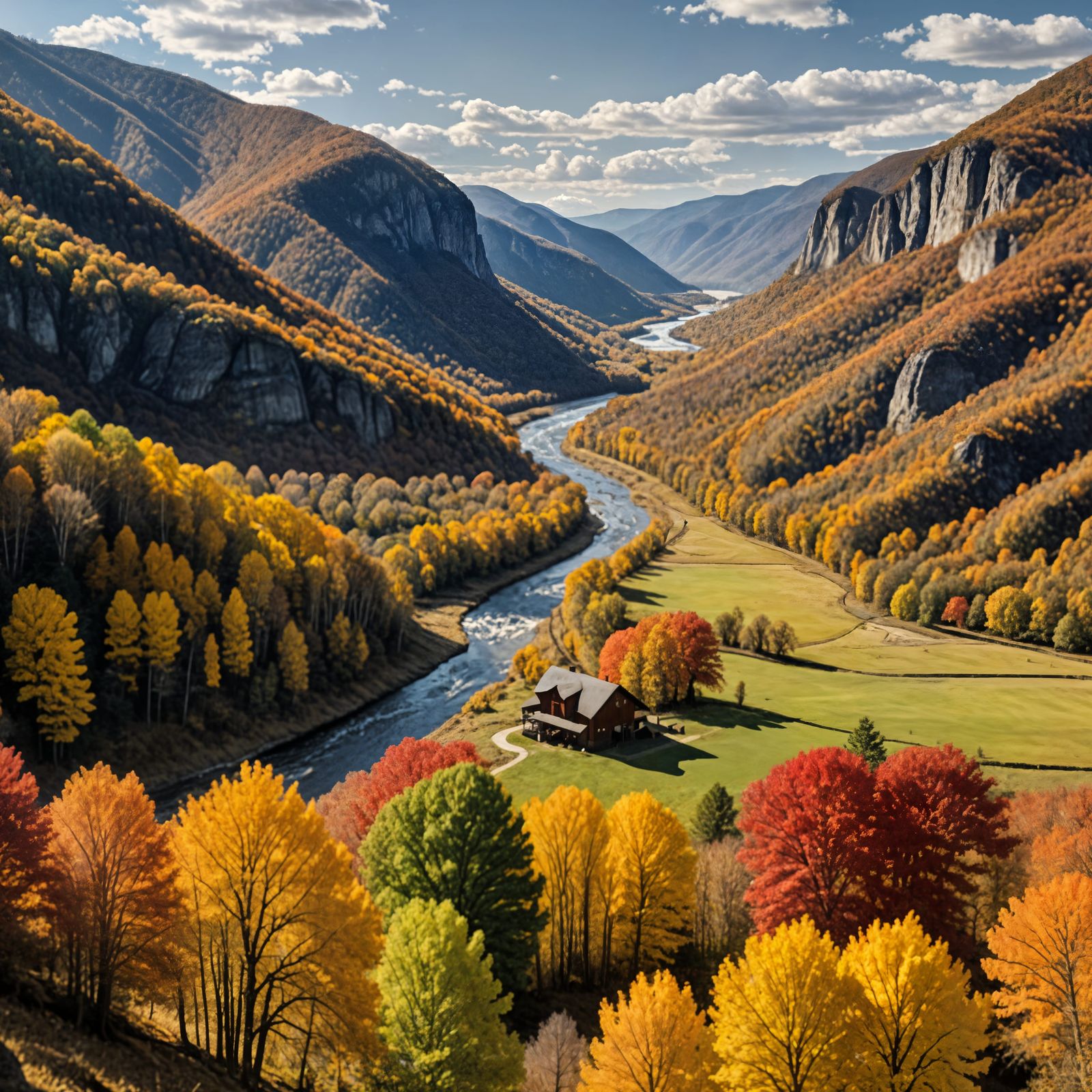 Spectacular Fall Foliage Overlooking a North Carolina River ...