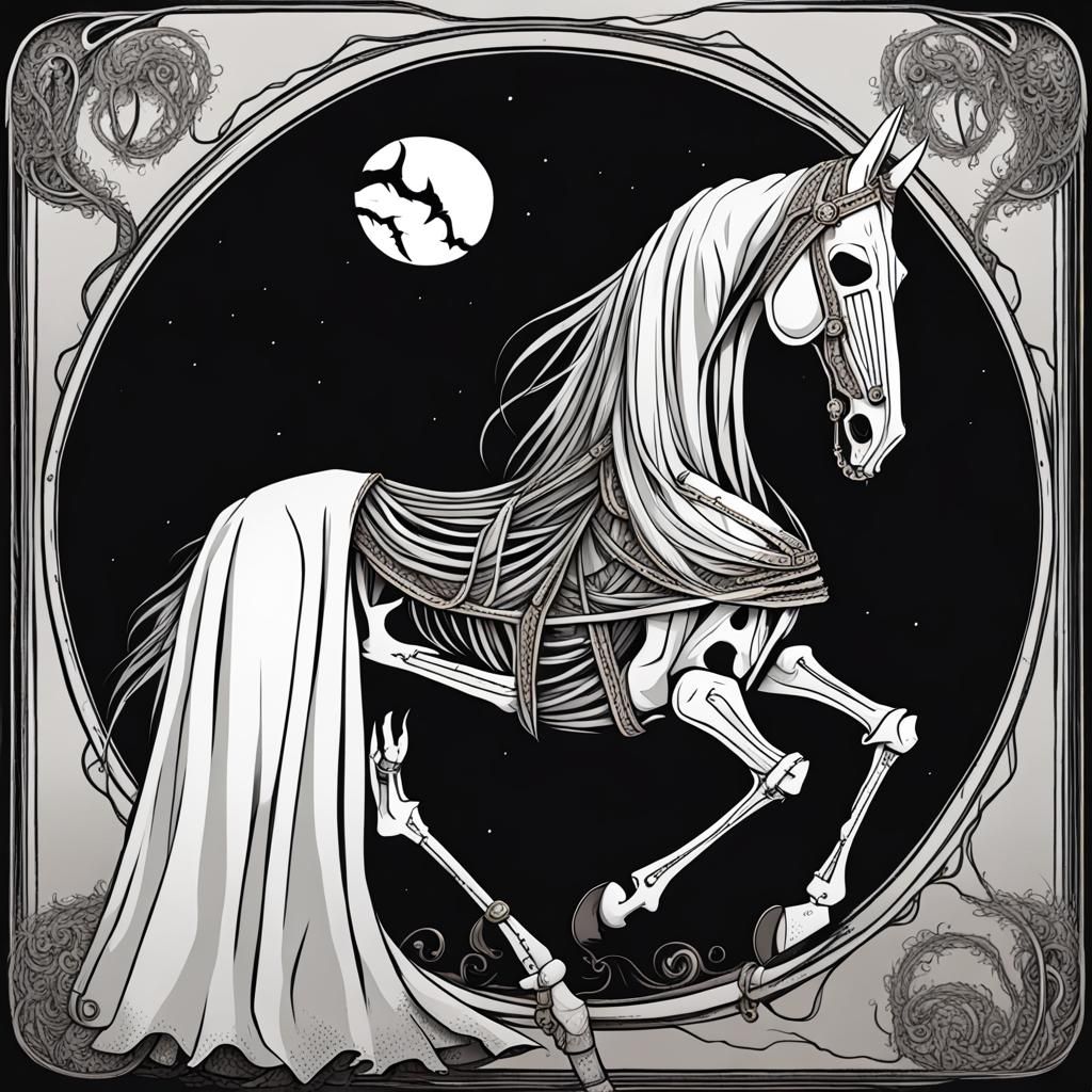 Mari Lwyd in Gothic Comic Style