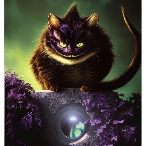 Sinister Cheshire Cat in Gothic Horror Style