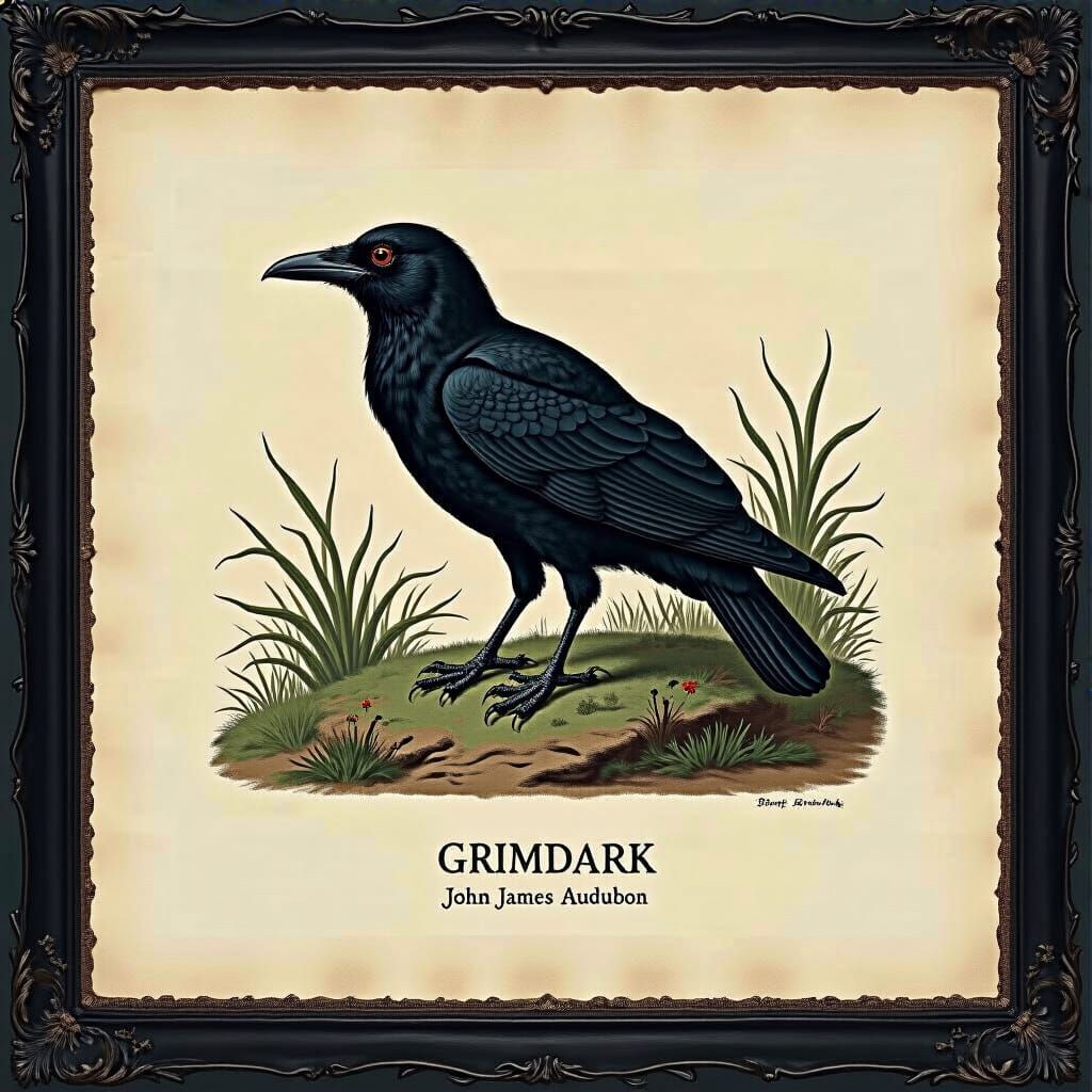 Grimdark Wildlife Scene in Audubon Style