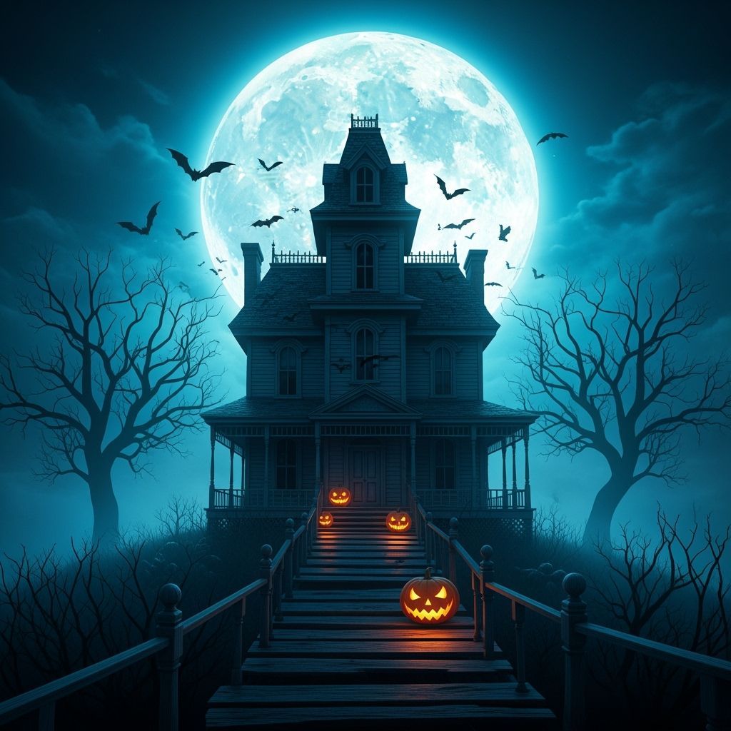 Gothic Victorian Mansion Under Ethereal Moonlight