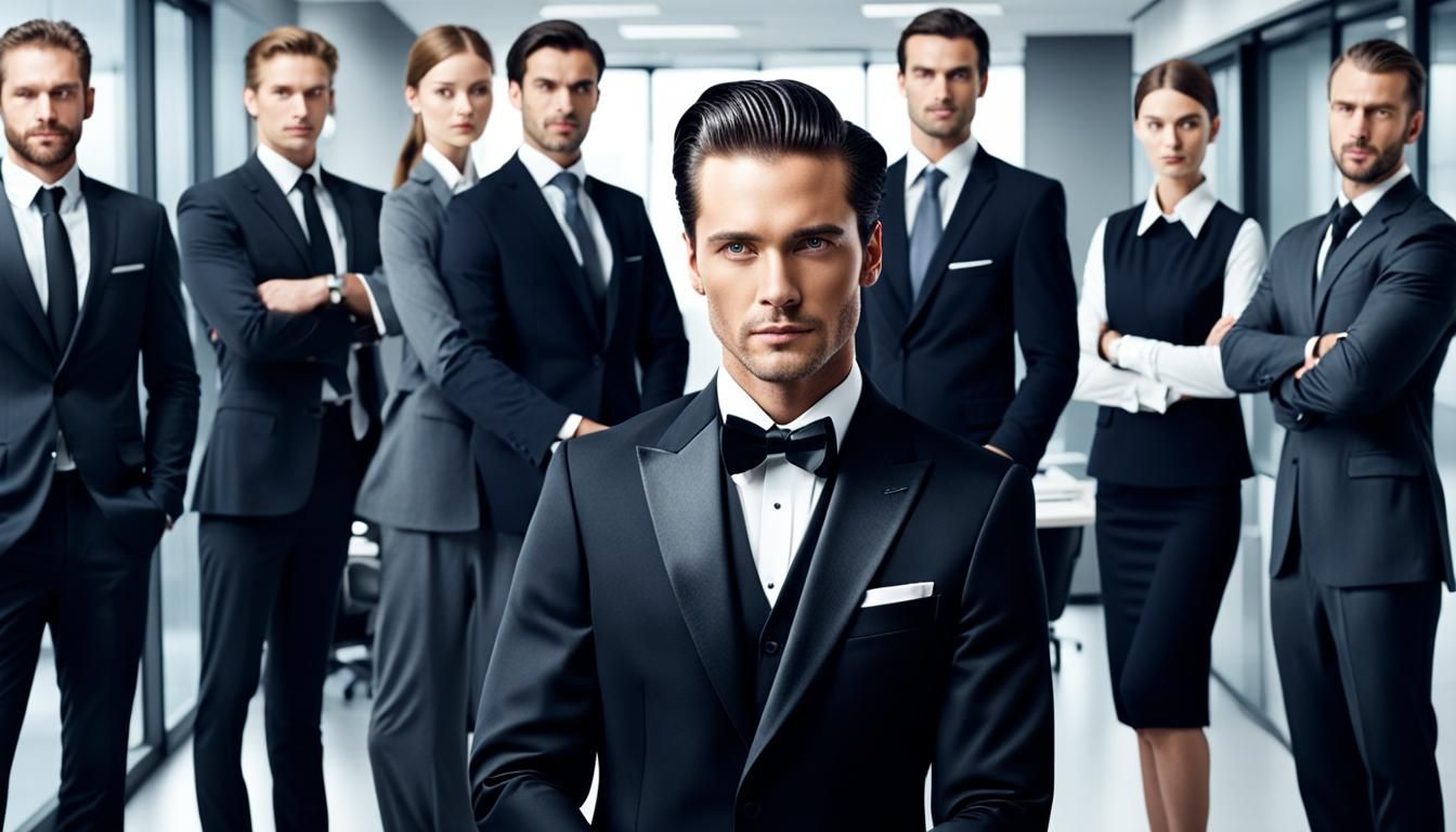 Handsome Businessman with Office Team