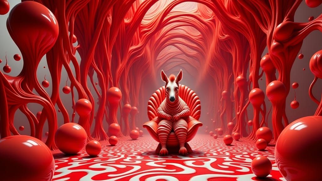 Surreal Room with Anthropomorphic Zebra in Dreamlike Atmosph...